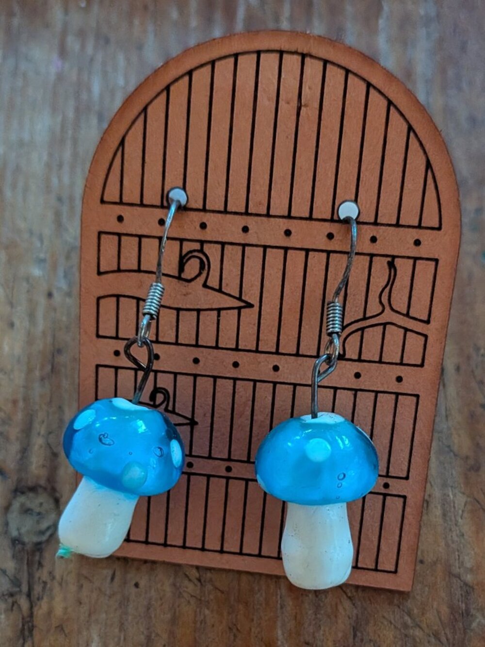 Glass Mushroom Earrings NWT